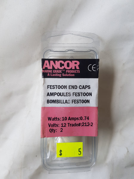 Festoon End Caps #212-2 10W 12V